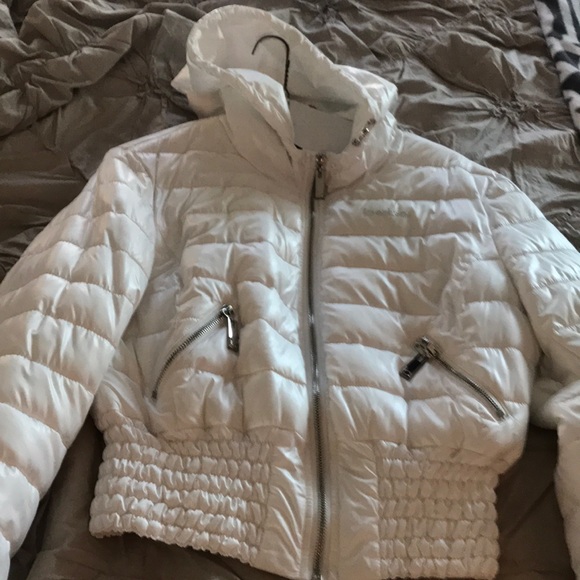 bebe white puffer jacket